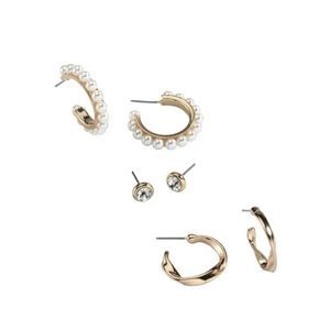 Park Lane "WREN" Pierced Earrings 3 PAIR SET Hoops & Studs Pretty! Reg. $50